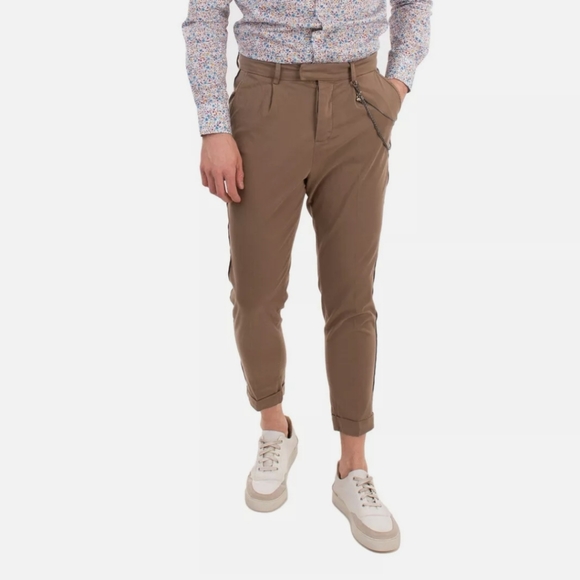 RRP €140 THE KOOPLES Trousers Size 46 / S Garment Dye Pleated Chain Cropped - Picture 1 of 13